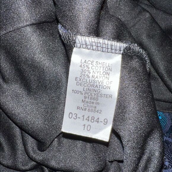 Ellos
lace navy sheath dress bell sleeve evening ware cocktail maxi career SZ 10 - Picture 9 of 11